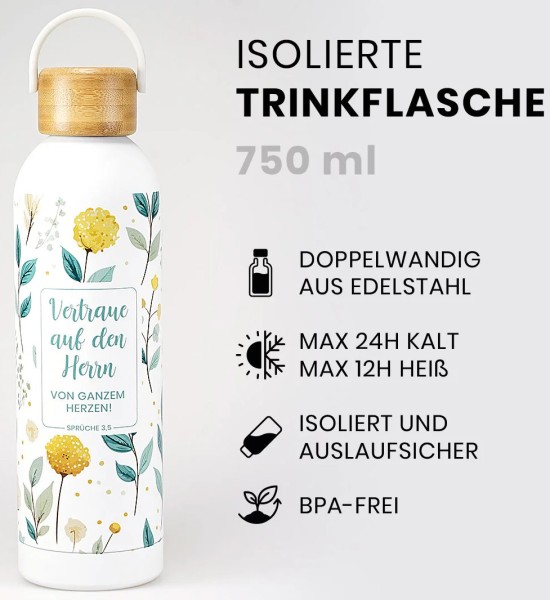 Isolierte Trinkflasche - "Vertraue auf den Herrn"